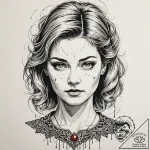 A trash polka portrait of laura palmer, wrapp… – tattoo sketch (№1751445659_0, 02.07.2025 08:40) — tattoovalue.net