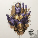 A trash polka portrait of thanos with the inf… – tattoo sketch (№1751445831_0, 02.07.2025 08:43) — tattoovalue.net