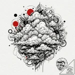 Clouds, tattoo line art, trash polka tattoo s… – tattoo sketch (№1751447085_0, 02.07.2025 09:04) — tattoovalue.net
