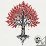 A watercolor sketch of the weirwood tree with… – tattoo sketch (№1751447513_0, 02.07.2025 09:11) — tattoovalue.net