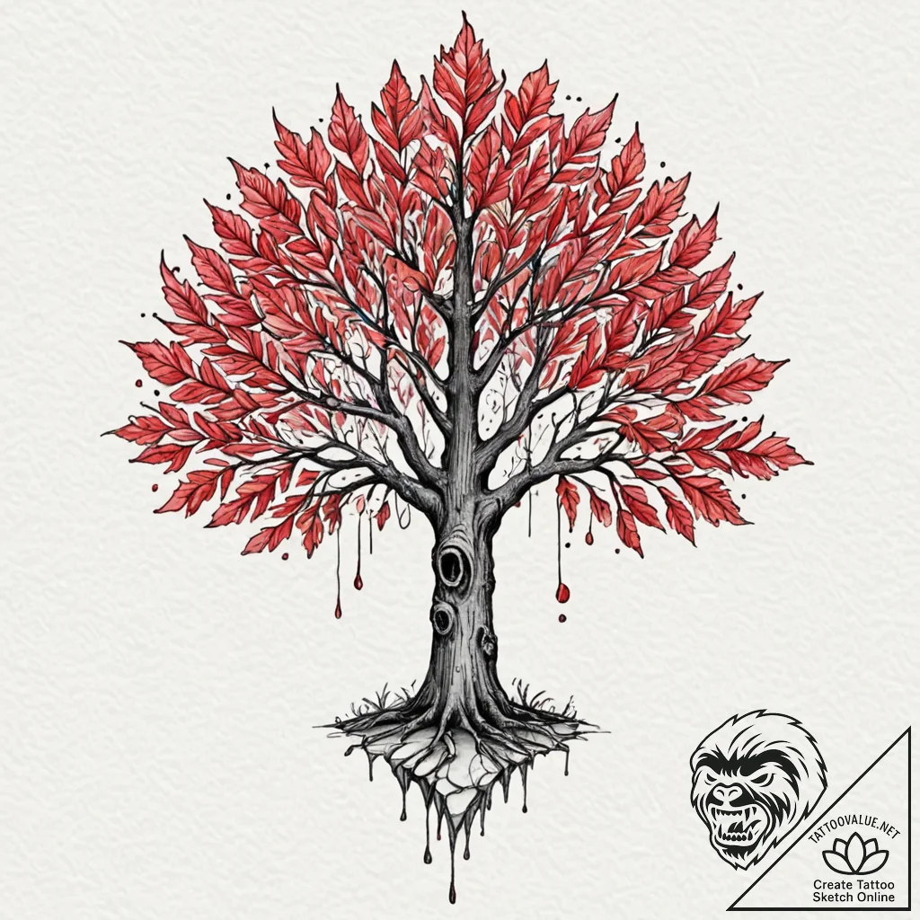 A watercolor sketch of the weirwood tree with... - tattoo sketch (№1751447513_0, 02.07.2025 09:11) — tattoovalue.net