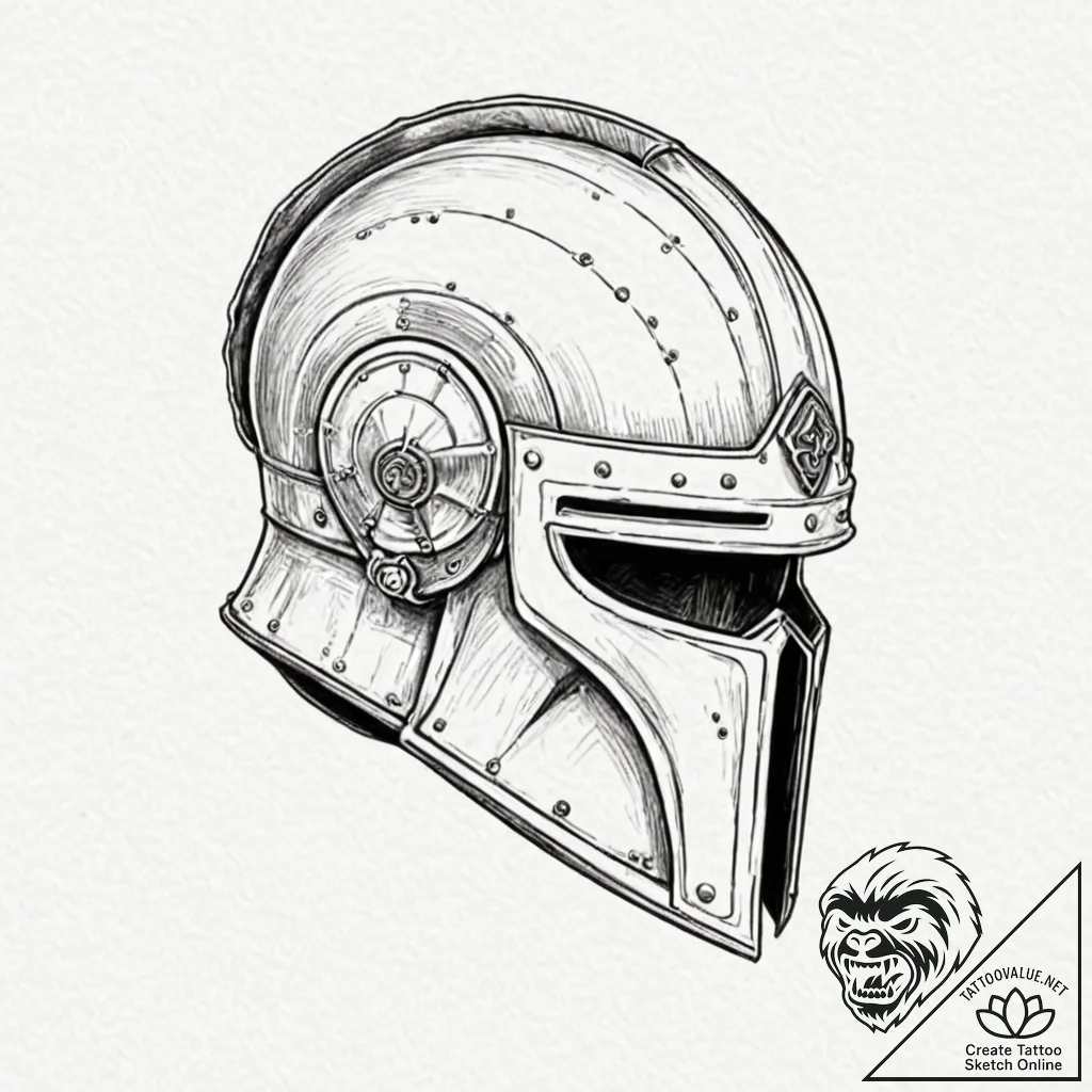 A linework design of the unsullied helmet., a... - tattoo sketch (№1751447931_0, 02.07.2025 09:18) — tattoovalue.net