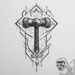 A sketch of thor’s hammer, mjolnir, with ligh… – tattoo sketch (№1751448186_0, 02.07.2025 09:23) — tattoovalue.net
