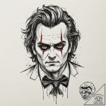 A trash polka portrait of sweeney todd, the d… – tattoo sketch (№1751448349_0, 02.07.2025 09:25) — tattoovalue.net