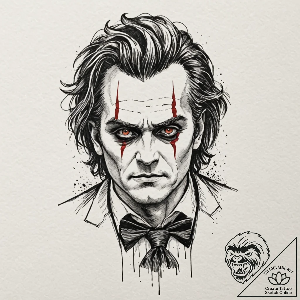 A trash polka portrait of sweeney todd, the d... - tattoo sketch (№1751448349_0, 02.07.2025 09:25) — tattoovalue.net