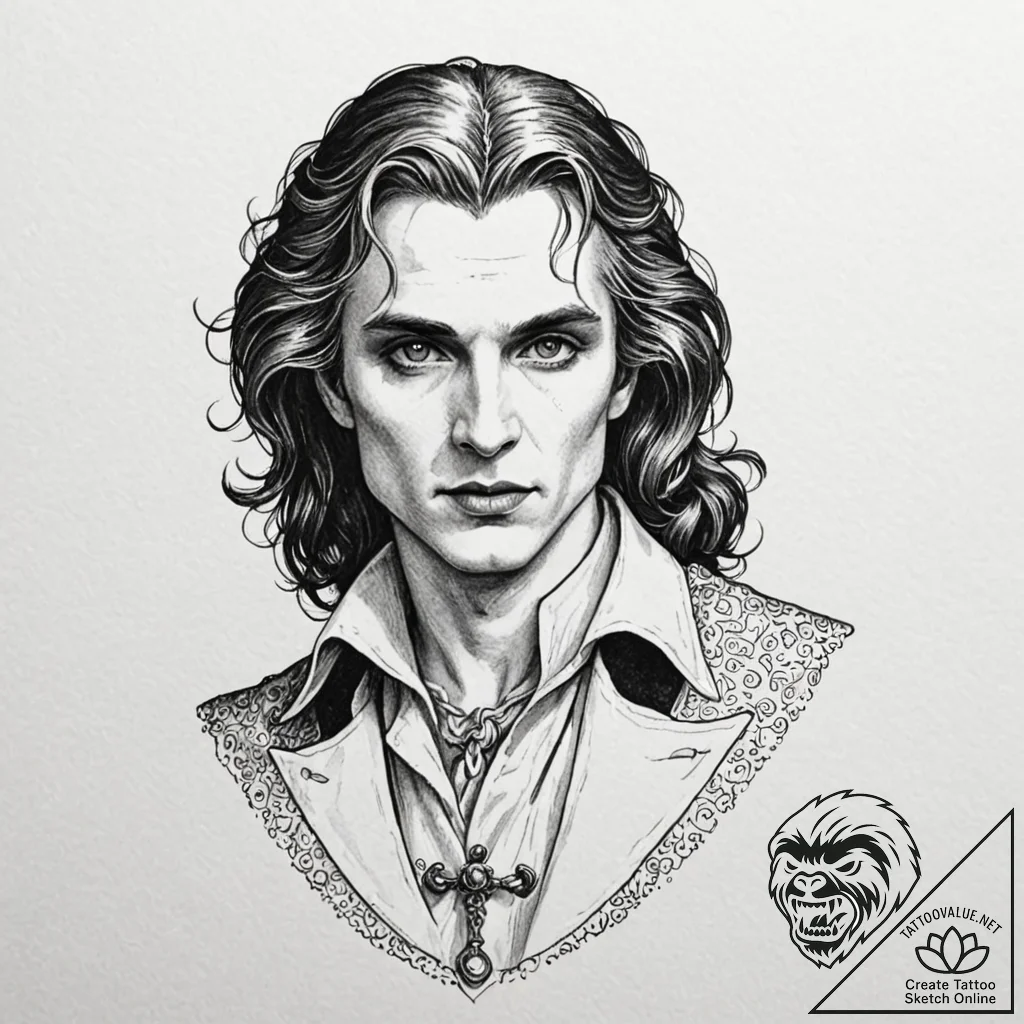 A neo-traditional tattoo of the vampire lesta... - tattoo sketch (№1751448938_0, 02.07.2025 09:35) — tattoovalue.net