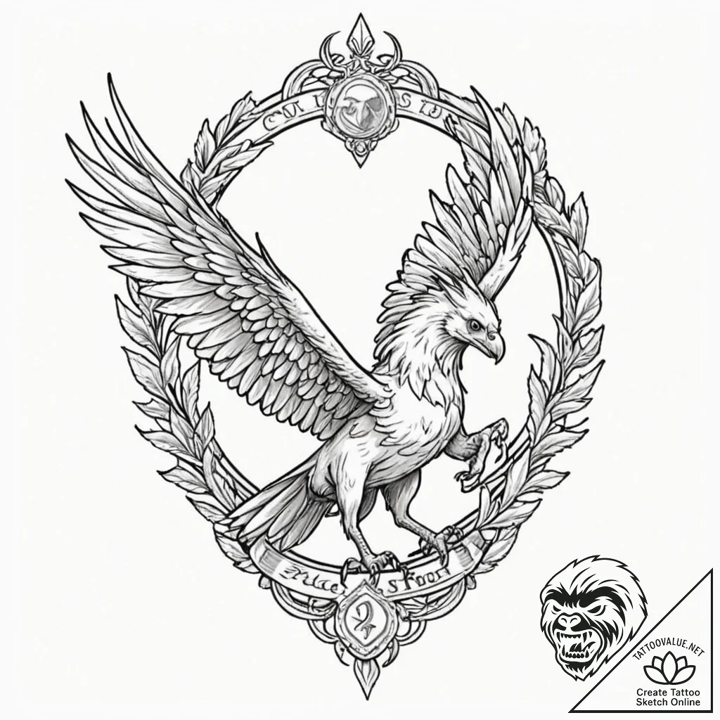 A neo-traditional tattoo of buckbeak the hipp... - tattoo sketch (№1751449102_0, 02.07.2025 09:38) — tattoovalue.net