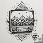 A vintage radio broadcasting sound waves and… – tattoo sketch (№1751449936_0, 02.07.2025 09:52) — tattoovalue.net
