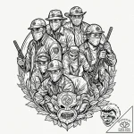 A graphic novel panel of the bank robbery sce… – tattoo sketch (№1751450018_0, 02.07.2025 09:53) — tattoovalue.net
