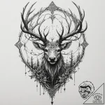 A trash polka composition of a leshen, a fore… – tattoo sketch (№1751450109_0, 02.07.2025 09:55) — tattoovalue.net