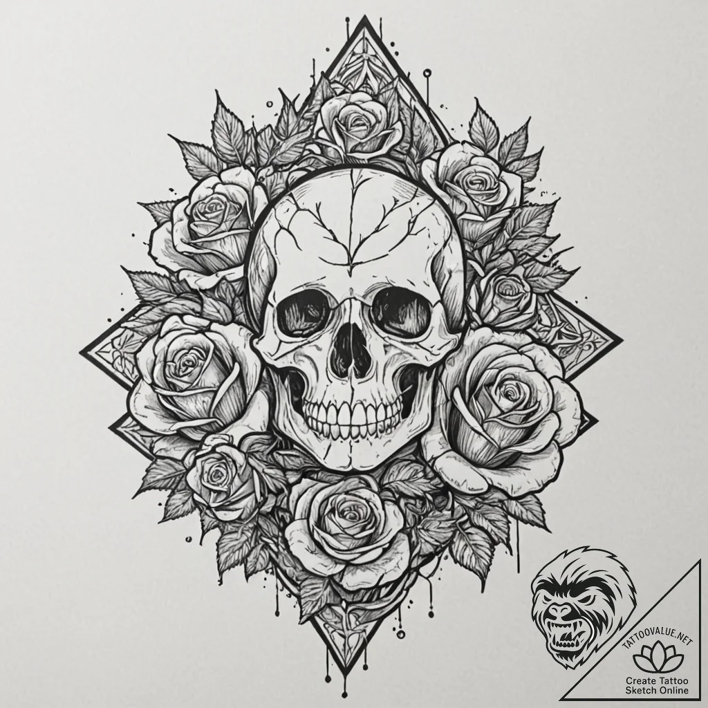 Shattered mirror reflecting a different face,... - tattoo sketch (№1751450272_0, 02.07.2025 09:57) — tattoovalue.net