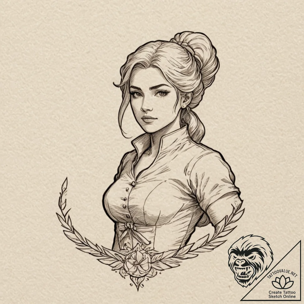 A sketch of ciri training at kaer morhen, det... - tattoo sketch (№1751450353_0, 02.07.2025 09:59) — tattoovalue.net