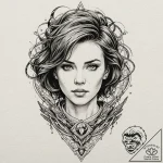 A graphic novel style portrait of the alien f… – tattoo sketch (№1751450852_0, 02.07.2025 10:07) — tattoovalue.net