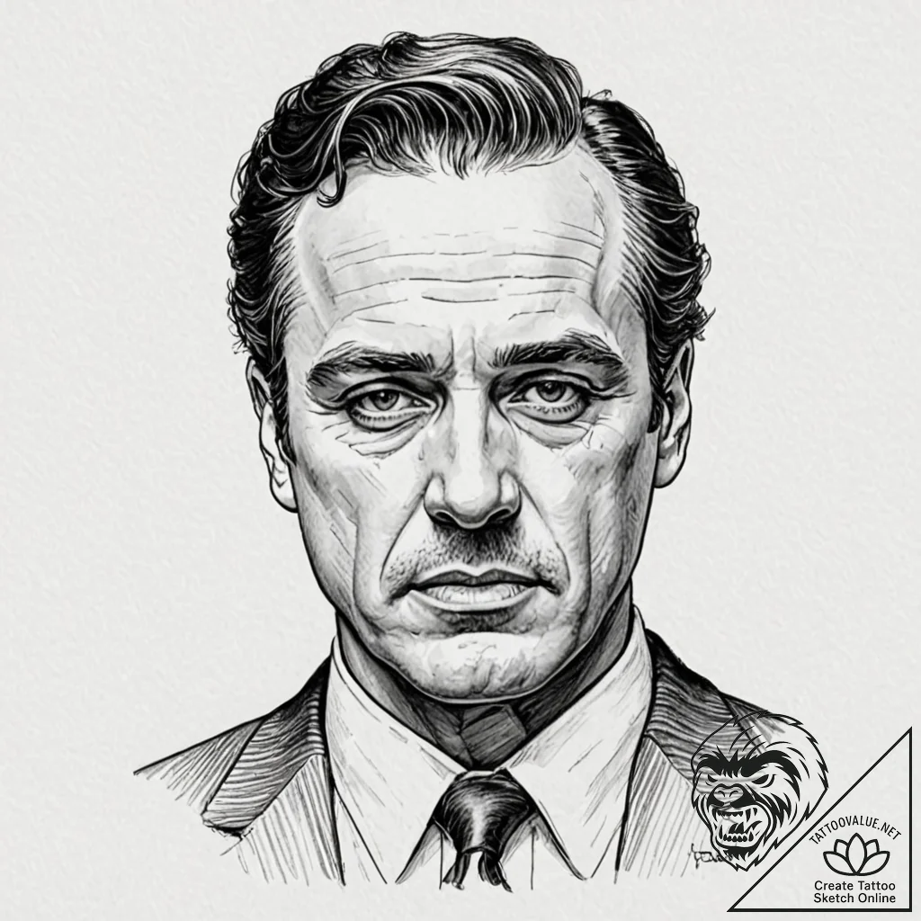A graphic novel portrait of fredo corleone, w... - tattoo sketch (№1751451106_0, 02.07.2025 10:11) — tattoovalue.net