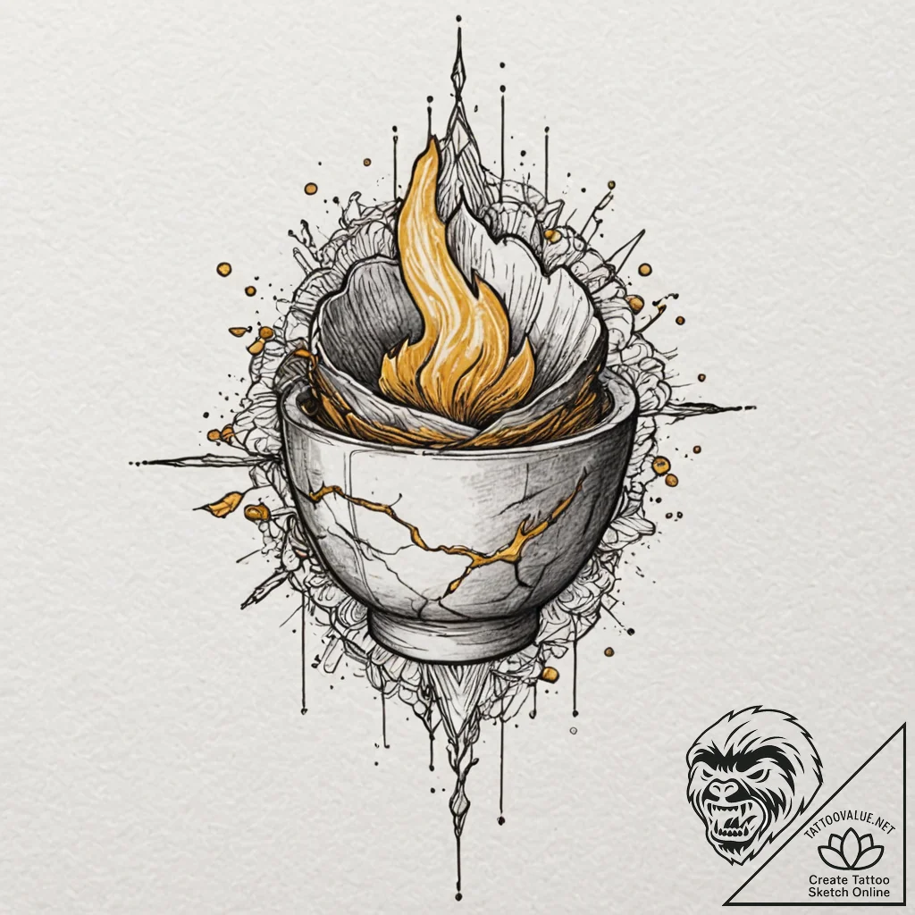 Kintsugi (the art of repairing pottery with g... - tattoo sketch (№1751451606_0, 02.07.2025 10:20) — tattoovalue.net