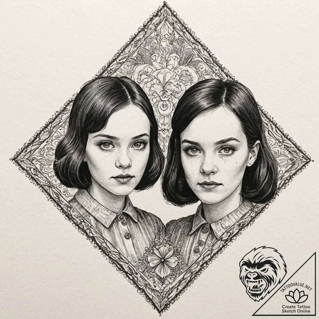 A neo-traditional tattoo of the grady twins f... - tattoo sketch (№1751451941_0, 02.07.2025 10:25) — tattoovalue.net