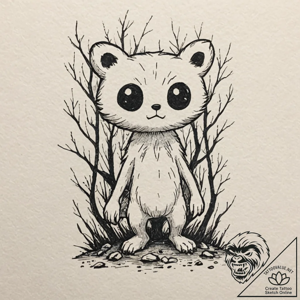 The forest spirits (kodama) from princess mon... - tattoo sketch (№1751452022_0, 02.07.2025 10:27) — tattoovalue.net