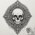 A filigree locket with a skull inside, tattoo… – tattoo sketch (№1751452612_0, 02.07.2025 10:36) — tattoovalue.net