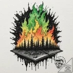 A watercolor tattoo of the wildfire explosion… – tattoo sketch (№1751453364_0, 02.07.2025 10:49) — tattoovalue.net