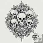 Strings with puppets, tattoo line art, modera… – tattoo sketch (№1751453528_0, 02.07.2025 10:52) — tattoovalue.net