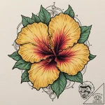 Hibiscus, concept art for tattoo, vibrant col… – tattoo sketch (№1751453619_0, 02.07.2025 10:53) — tattoovalue.net