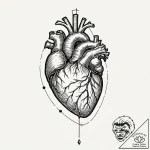 Anatomical heart as a cage with a bird inside… – tattoo sketch (№1751453701_0, 02.07.2025 10:55) — tattoovalue.net