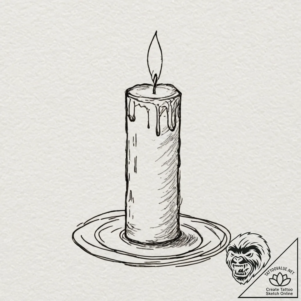 Candle, tattoo drawing outline, minimalist ap... - tattoo sketch (№1751454368_0, 02.07.2025 11:06) — tattoovalue.net