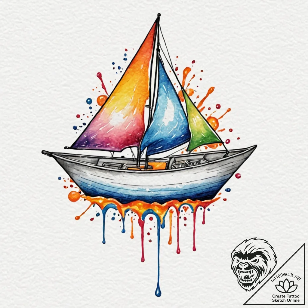 A watercolor sketch of the paper boat from ro... - tattoo sketch (№1751454868_0, 02.07.2025 11:14) — tattoovalue.net