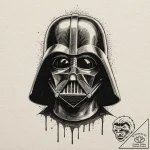 A sketch style portrait of darth vader, half… – tattoo sketch (№1751455246_0, 02.07.2025 11:20) — tattoovalue.net
