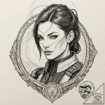 A graphic novel style portrait of commander s… – tattoo sketch (№1751455582_0, 02.07.2025 11:26) — tattoovalue.net
