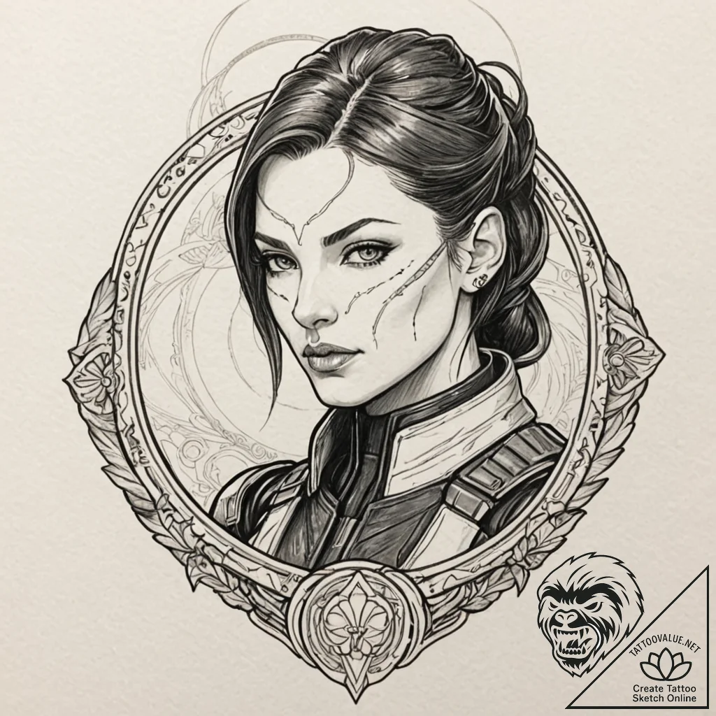 A graphic novel style portrait of commander s... - tattoo sketch (№1751455582_0, 02.07.2025 11:26) — tattoovalue.net