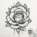 Glitchy, pixelated rose, tattoo flash sheet d… – tattoo sketch (№1751455827_0, 02.07.2025 11:30) — tattoovalue.net
