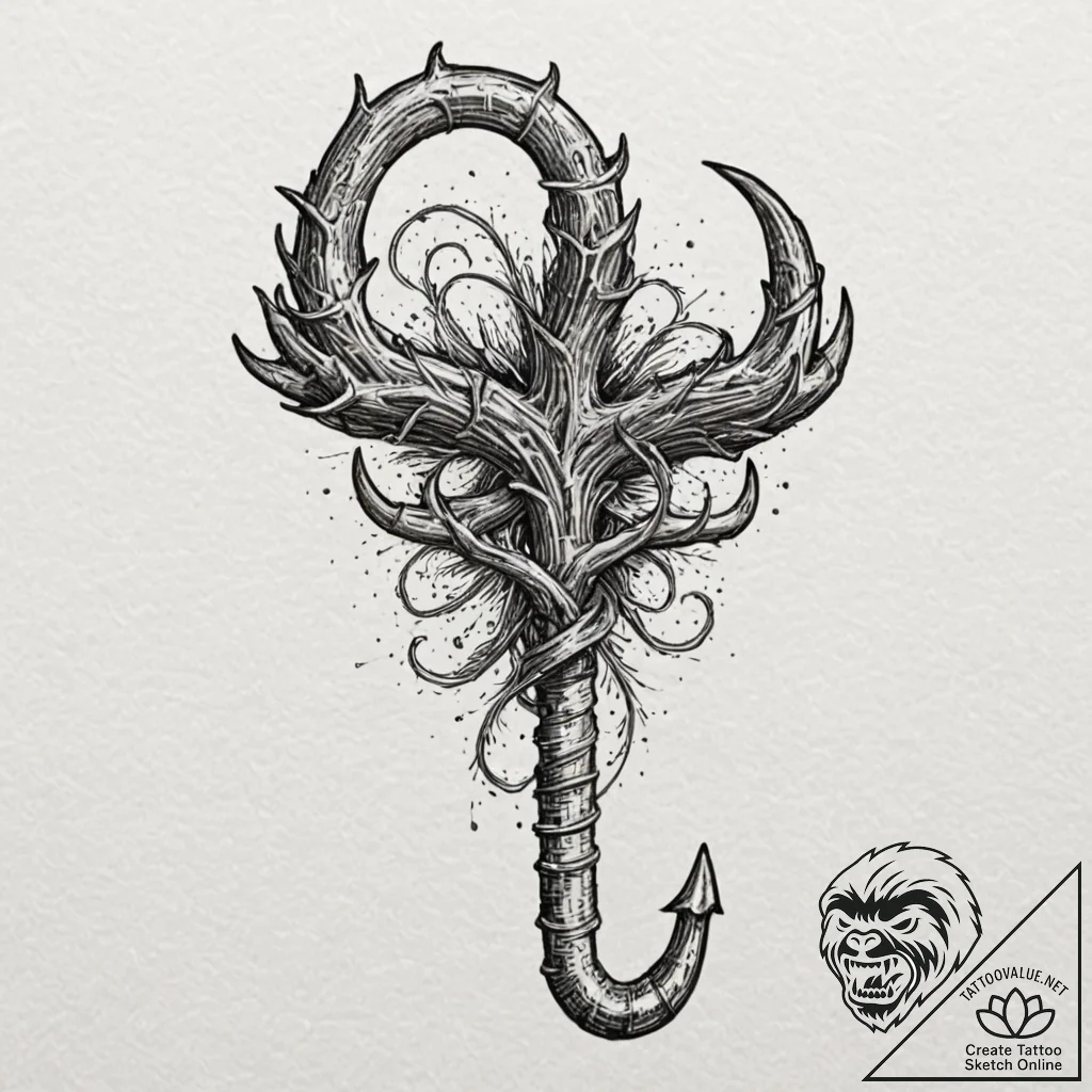 A linework tattoo of the hook hand from candy... - tattoo sketch (№1751456663_0, 02.07.2025 11:44) — tattoovalue.net