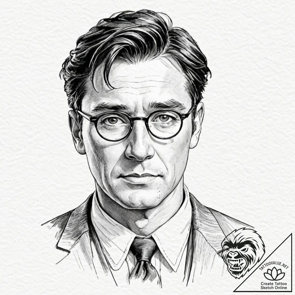 A watercolor sketch of atticus finch from to... - tattoo sketch (№1751457199_0, 02.07.2025 11:53) — tattoovalue.net