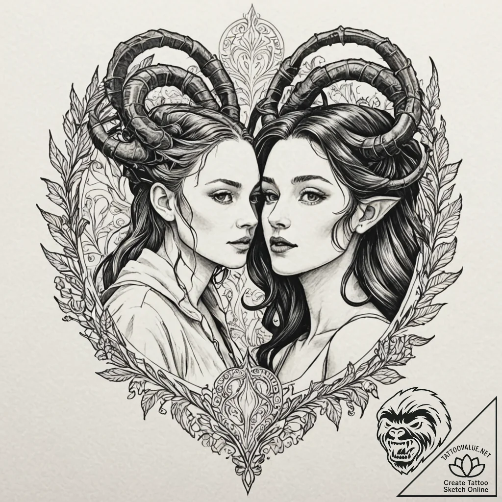 A neo-traditional tattoo of ofelia from pan's... - tattoo sketch (№1751457363_0, 02.07.2025 11:56) — tattoovalue.net