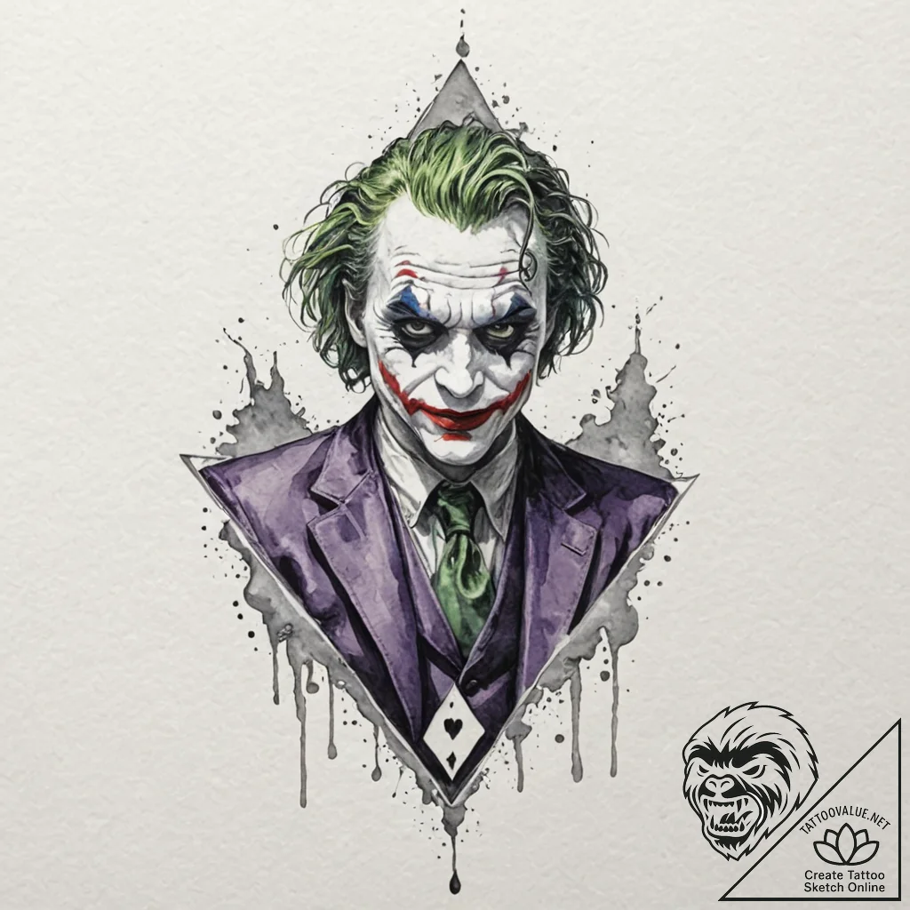 The joker's playing card, artistic tattoo ske... - tattoo sketch (№1751457535_0, 02.07.2025 11:58) — tattoovalue.net