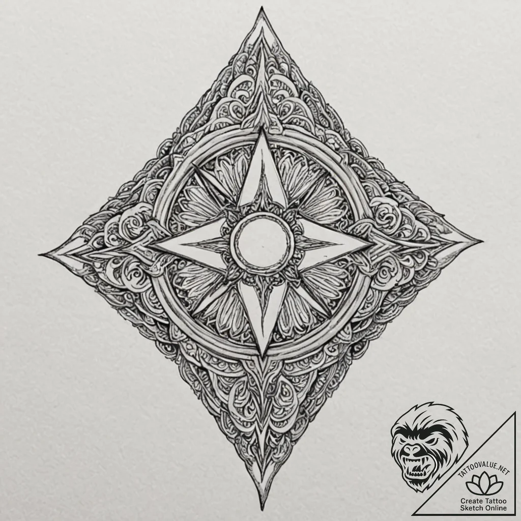 A neo-traditional design of the shuriken-like... - tattoo sketch (№1751457617_0, 02.07.2025 12:00) — tattoovalue.net