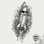 Rocket, artistic tattoo sketch, bold outlines… – tattoo sketch (№1751458117_0, 02.07.2025 12:08) — tattoovalue.net