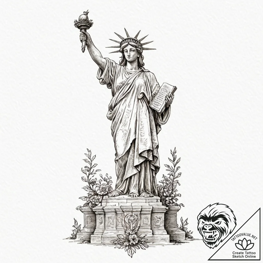 Motherland (statue), ink illustration for tat... - tattoo sketch (№1751458207_0, 02.07.2025 12:10) — tattoovalue.net