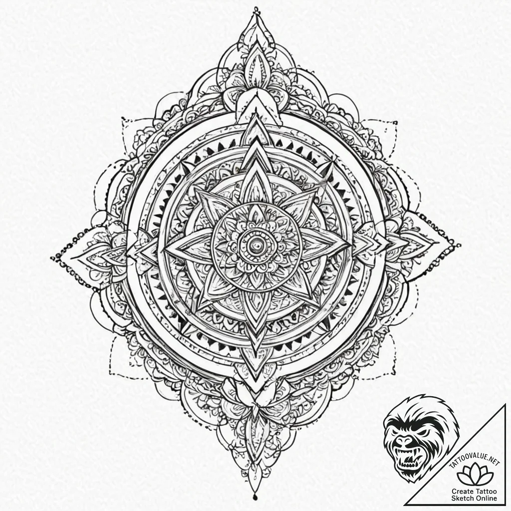 Sacred geometry sleeve, tattoo flash sheet de... - tattoo sketch (№1751458369_0, 02.07.2025 12:12) — tattoovalue.net
