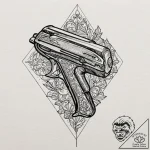 A minimalist tattoo of the red stapler from o… – tattoo sketch (№1751458450_0, 02.07.2025 12:14) — tattoovalue.net