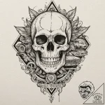 A neo-traditional tattoo of the skull on stun… – tattoo sketch (№1751458787_0, 02.07.2025 12:19) — tattoovalue.net