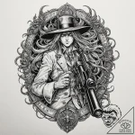 A trash polka tattoo of alucard from hellsing… – tattoo sketch (№1751467177_0, 02.07.2025 14:39) — tattoovalue.net