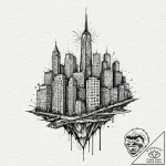 A watercolor sketch of the folded city scene… – tattoo sketch (№1751467393_0, 02.07.2025 14:43) — tattoovalue.net