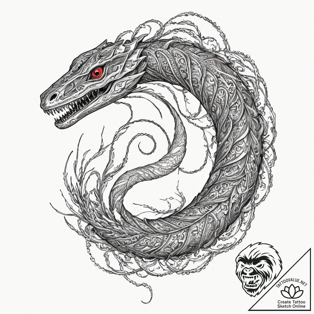 A sandworm from dune, artistic tattoo sketch,... - tattoo sketch (№1751467885_0, 02.07.2025 14:51) — tattoovalue.net