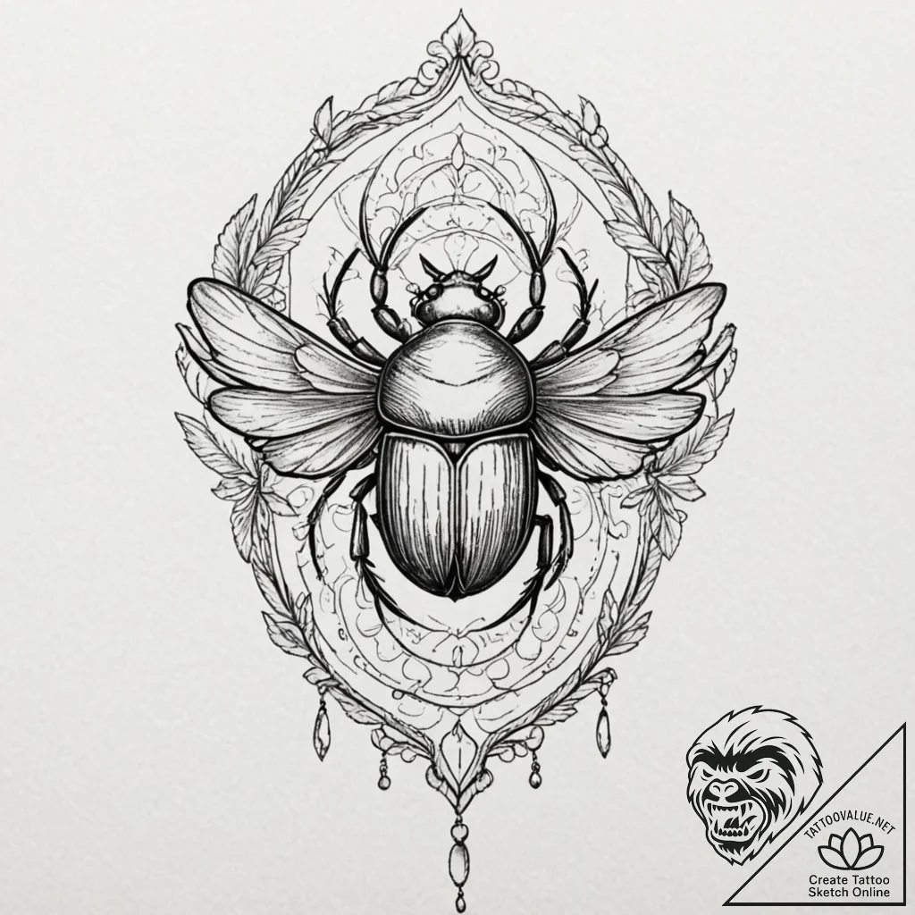 Scarab, concept art for tattoo, studio lighti... - tattoo sketch (№1751467963_0, 02.07.2025 14:52) — tattoovalue.net