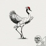 A red-crowned crane dancing, tattoo drawing o… – tattoo sketch (№1751468135_0, 02.07.2025 14:55) — tattoovalue.net