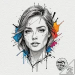 Shattered mirror reflecting a different face,… – tattoo sketch (№1751468462_0, 02.07.2025 15:01) — tattoovalue.net