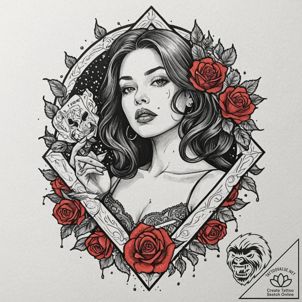 A neo-traditional tattoo of the main characte... - tattoo sketch (№1751468879_0, 02.07.2025 15:07) — tattoovalue.net