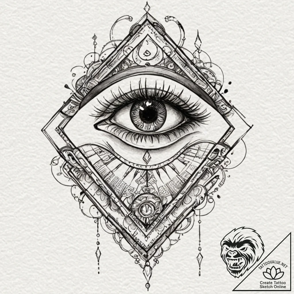 Eye of ra, tattoo line art, stylized interpre... - tattoo sketch (№1751468961_0, 02.07.2025 15:09) — tattoovalue.net